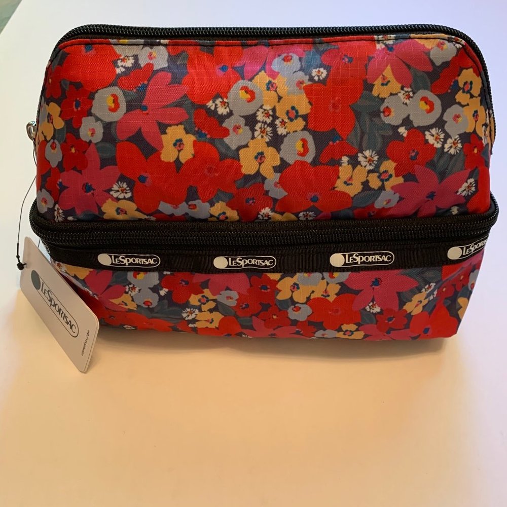 LE SPORTSAC DOUBLE COMPARTMENT MAKEUP BAG